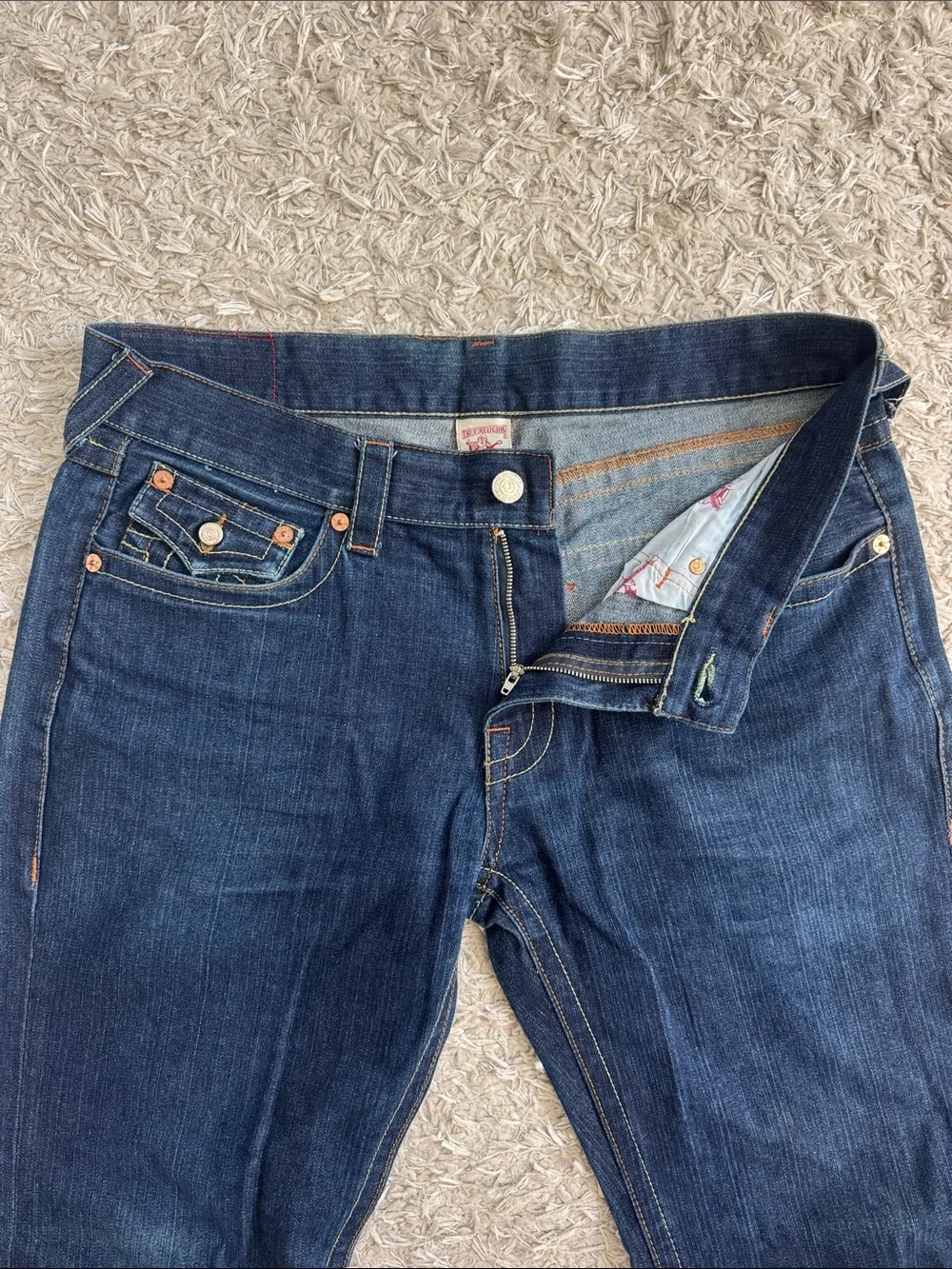 True Religion Dark Blue Embroidered Back-Pocket Jeans